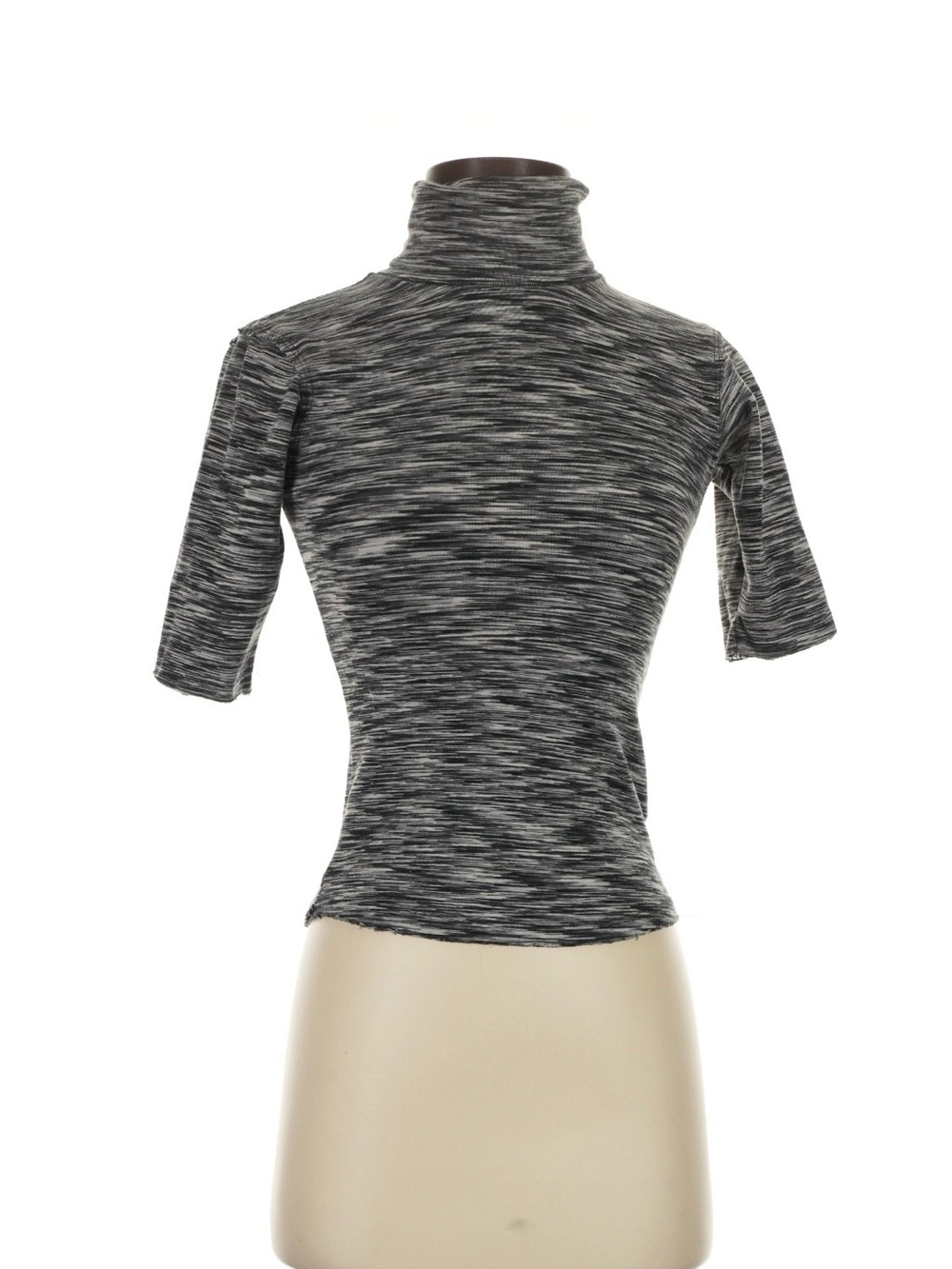 Free People Charcoal Space-Dye Short Sleeve Turtleneck